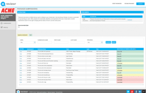 Submission management Software Judge submission listing screenshot